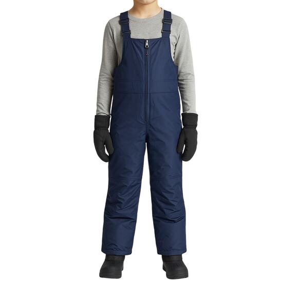Lands’ End Kids Snow Bib Pants Navy Size 10H Husky Insulated Winter Overalls - Picture 1 of 8